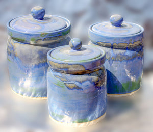 Blue Kitchen Canisters - Handmade Pottery Kitchen Canisters